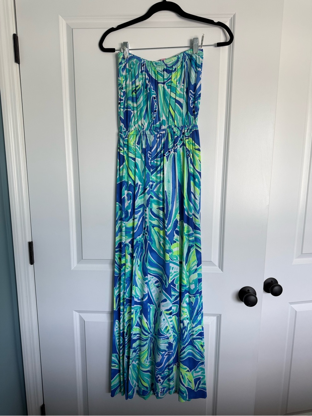 Lilly Pulitzer Beckon Blue and Teal Palm Print Maxi Dress - Picture 4 of 4